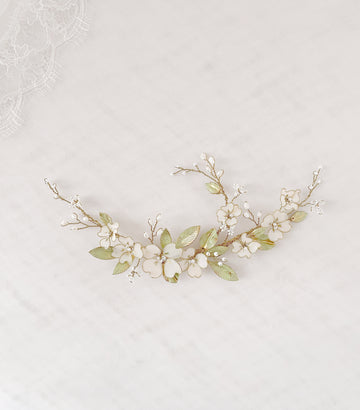 Bianco Evento fermaglio sposa a fiori avorio con perle e Swarovski - 6429BE Bianco Evento fermaglio sposa a fiori avorio con perle e Swarovski - 6429BE