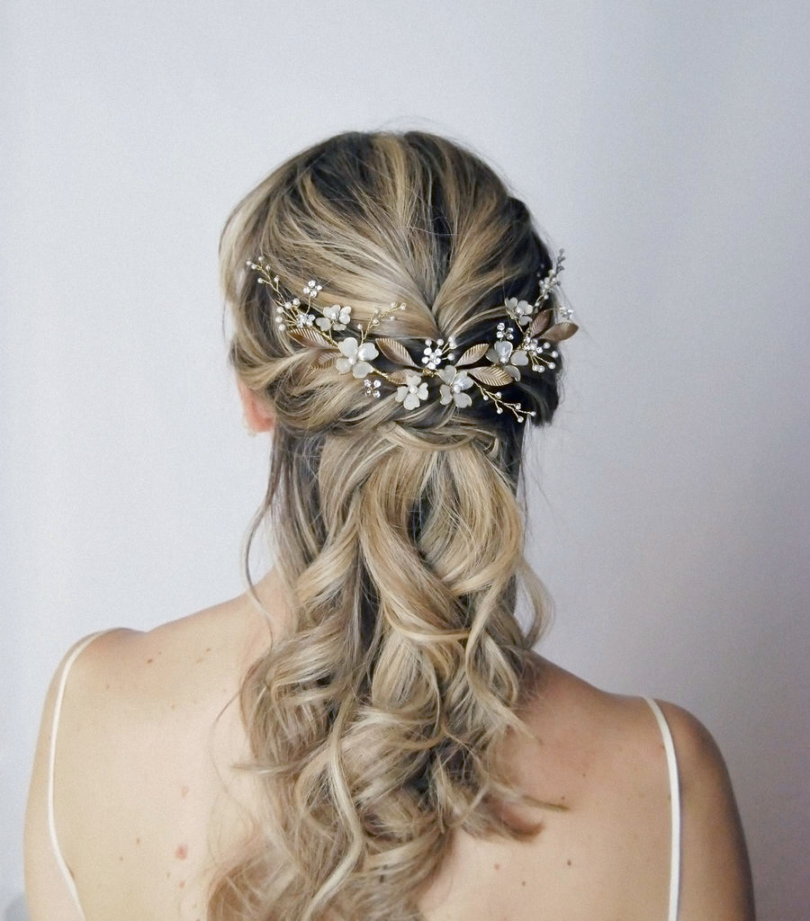 Heart flowers gold headpiece