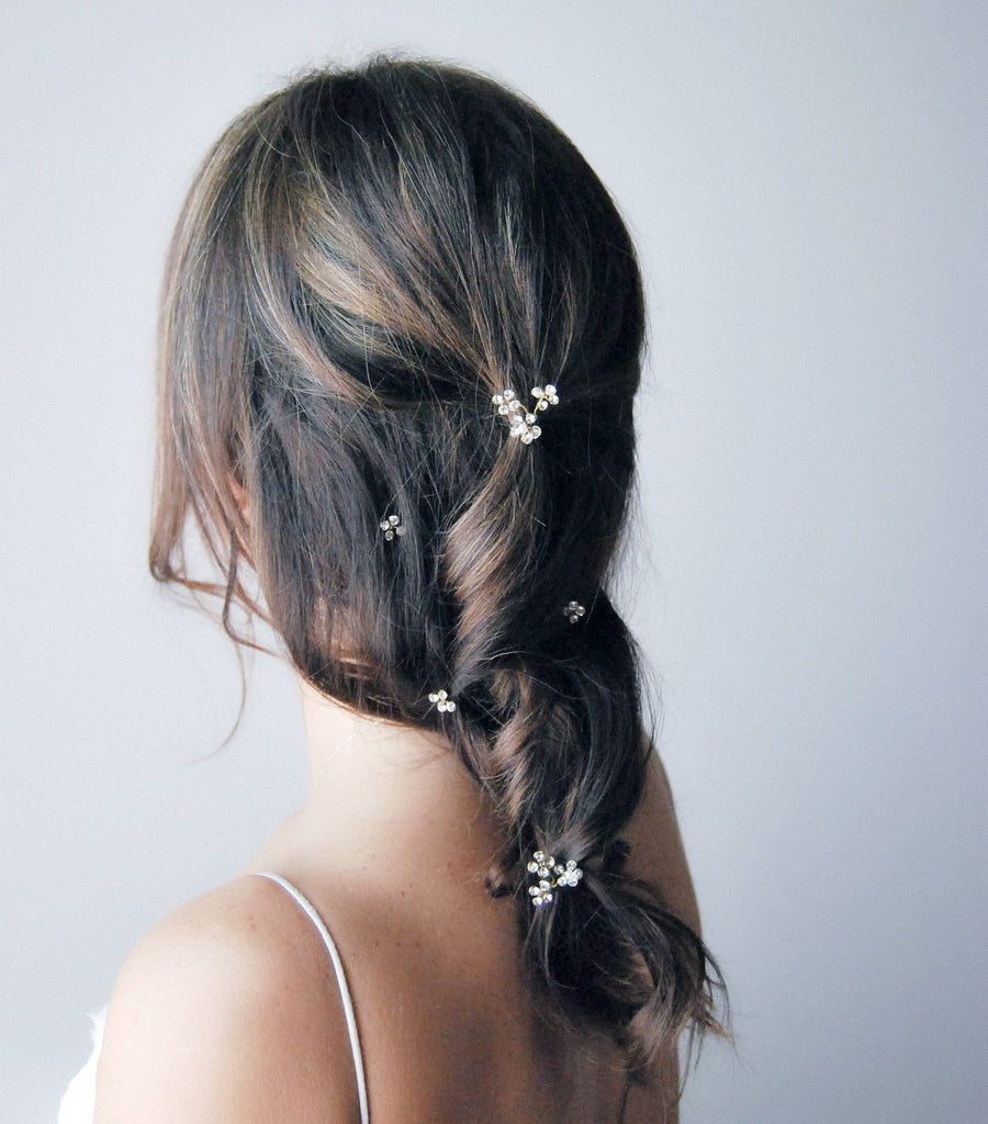 Crystal flower hair pins - Set 5