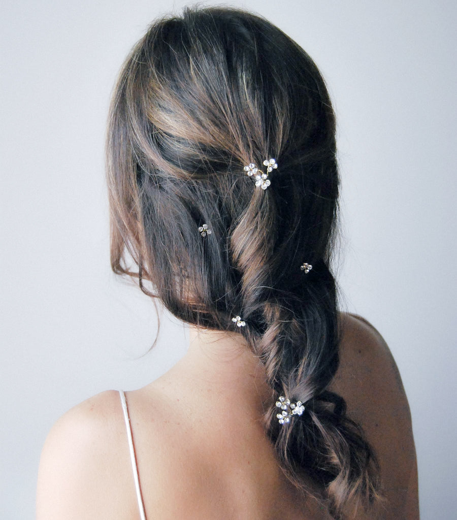 Crystal flower hair pins - Set 5