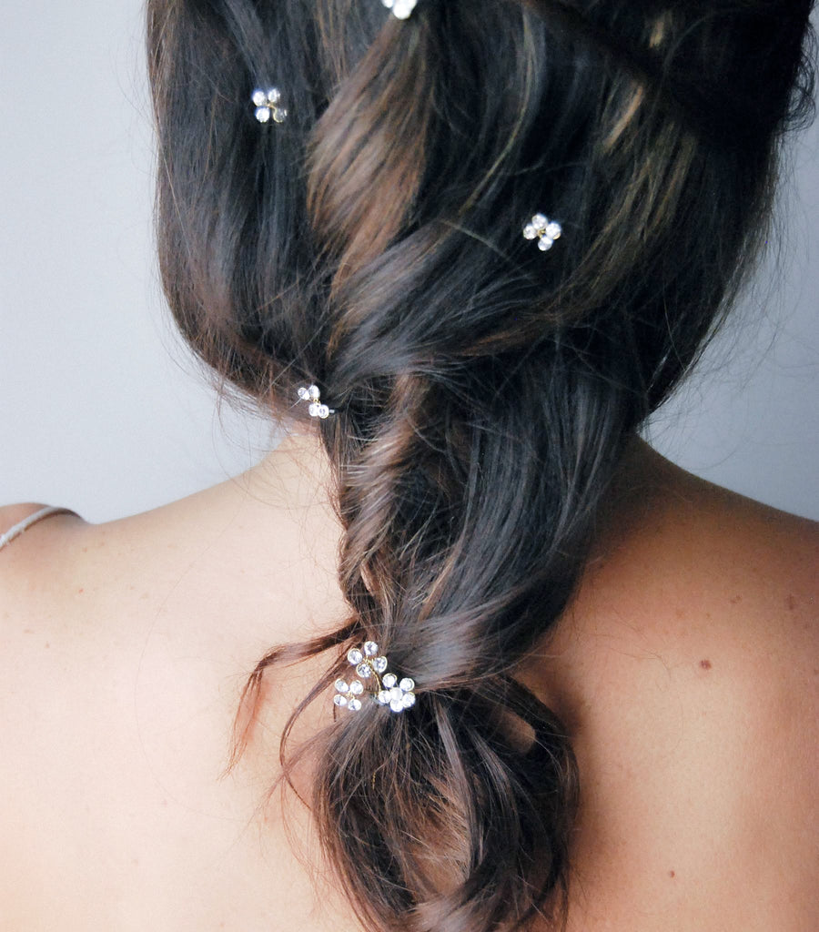 Crystal flower hair pins - Set 5