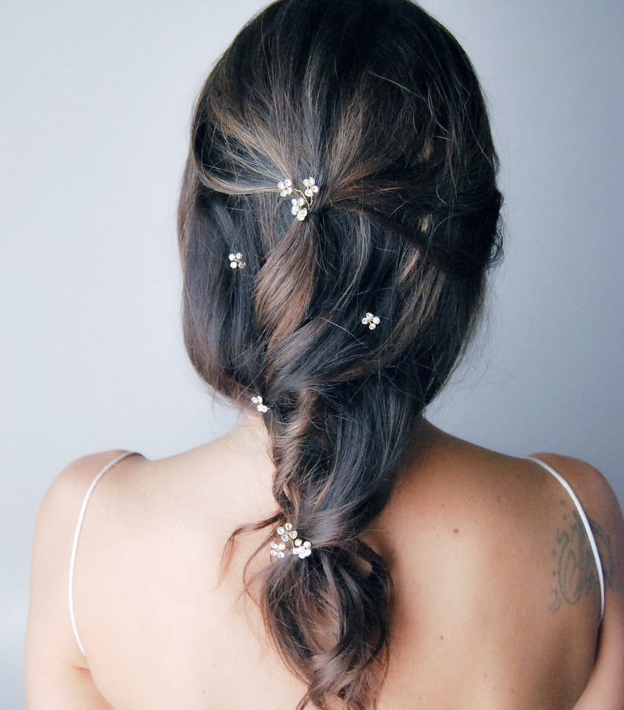 Crystal flower hair pins - Set 5