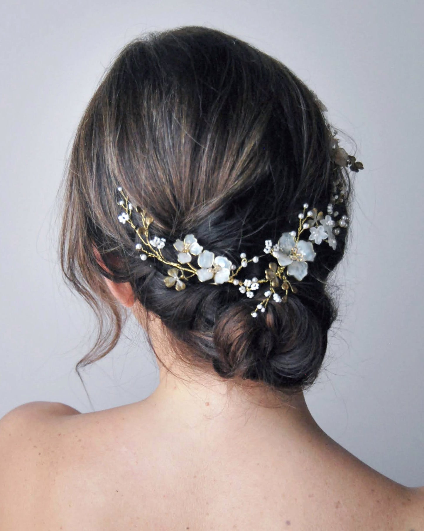 Frangipane flowers and clovers hair vine