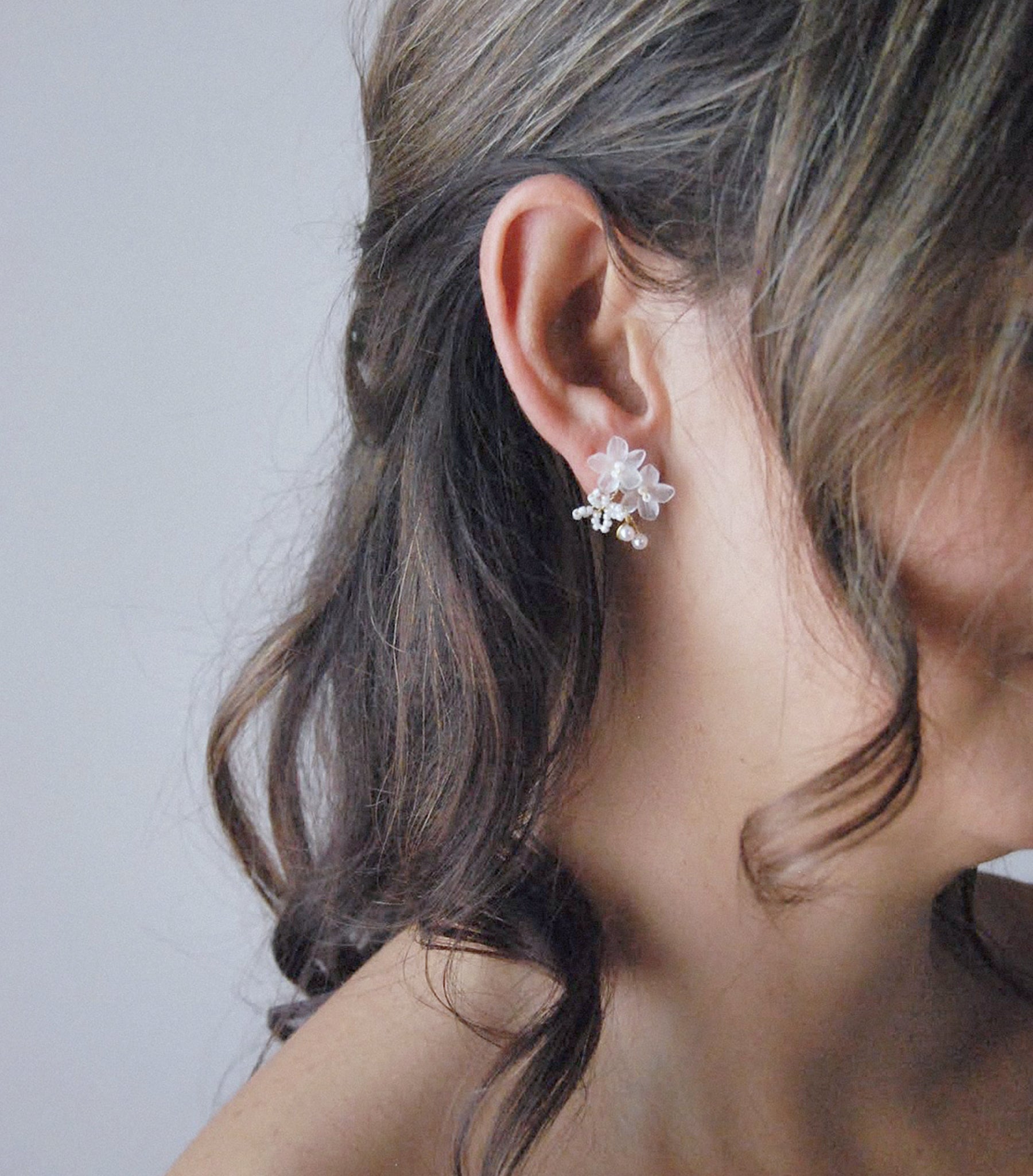 Frangipane flower earrings