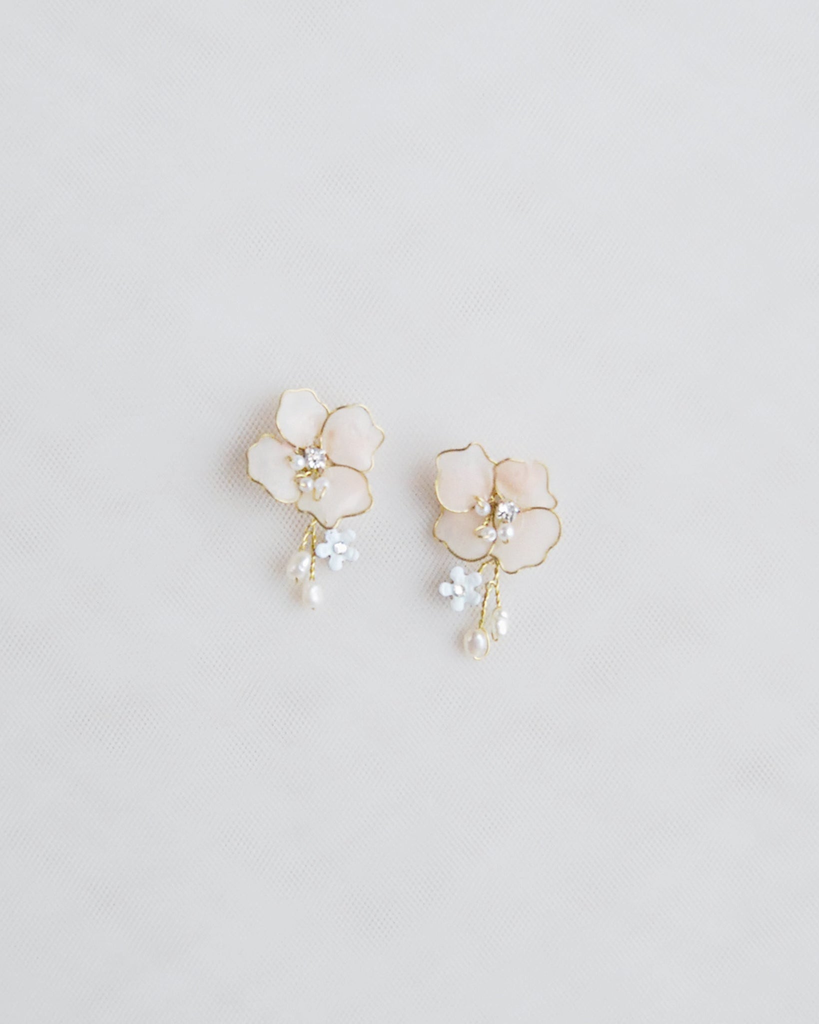 Cherry flower branch earrings