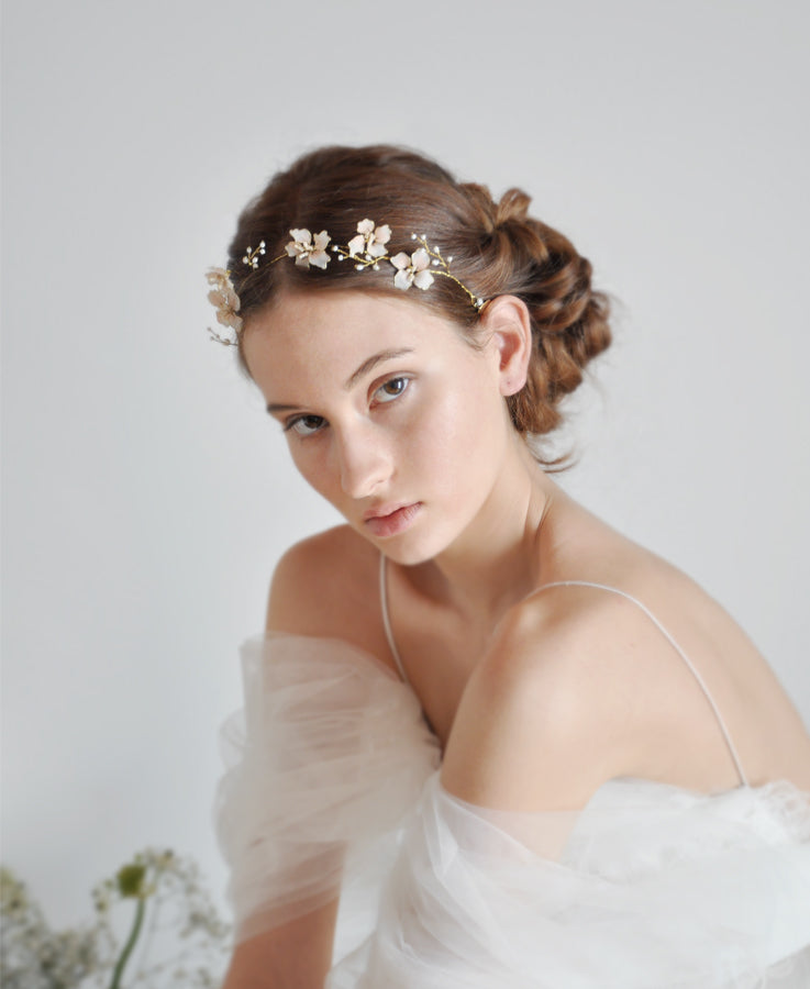 pearl flower hair tiara