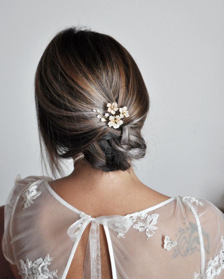 pink flower hairpin
