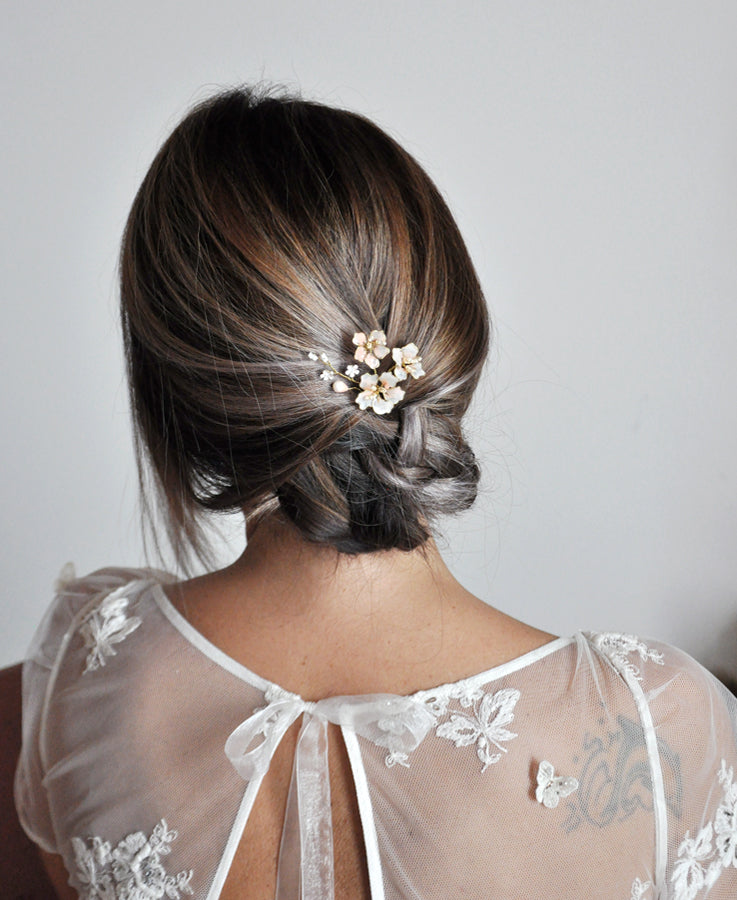 pink flower hairpin