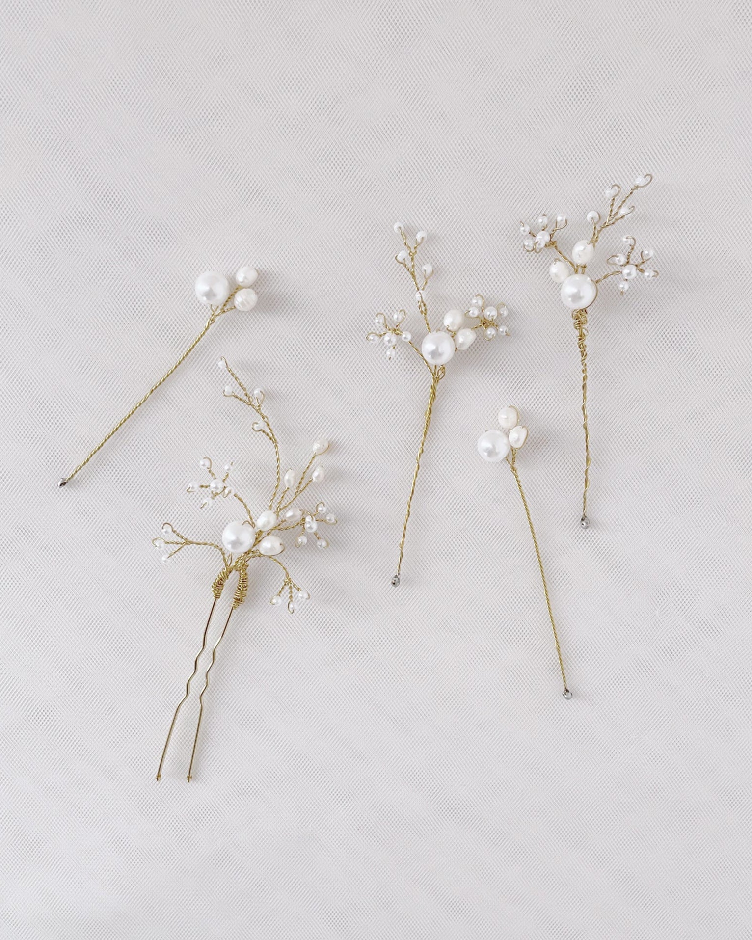Set da 5 forcine sposa con perle d’acqua, delicate e raffinate.