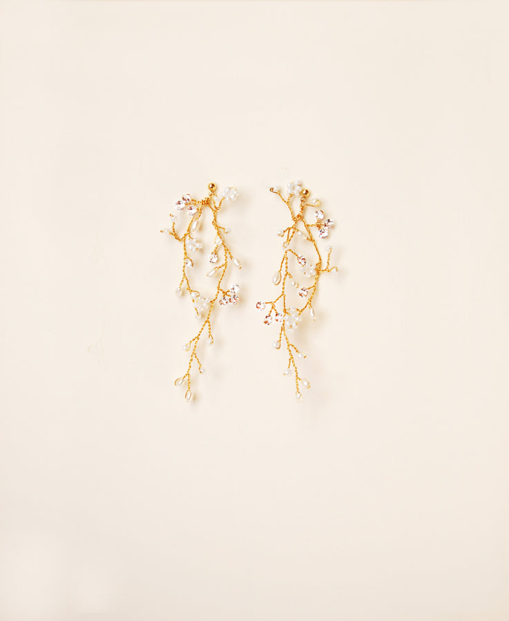 Long branch beaded earrings