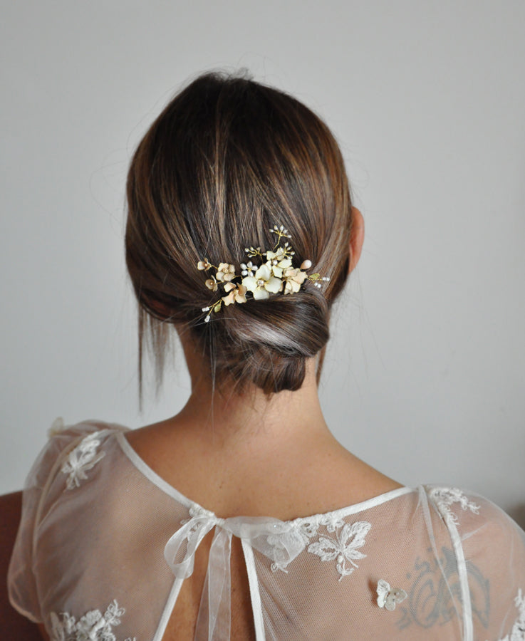 wedding flower hair comb