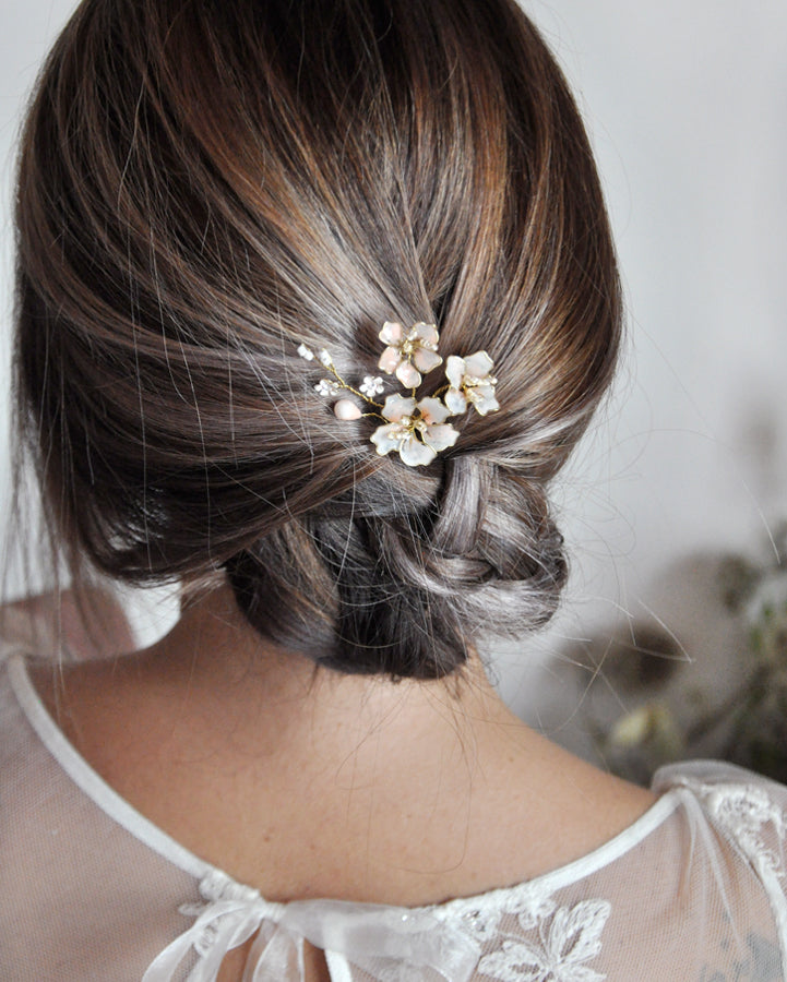 Fiori rosa per capelli sposa