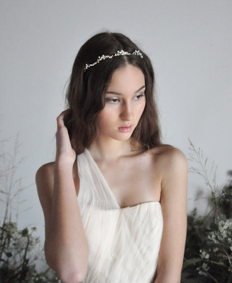 wedding head band with opal