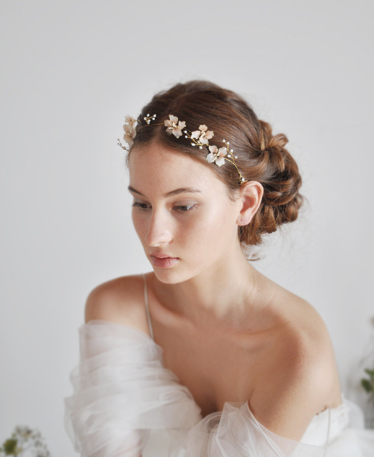 wedding pink flower headband