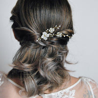 white floral bobby hairpin